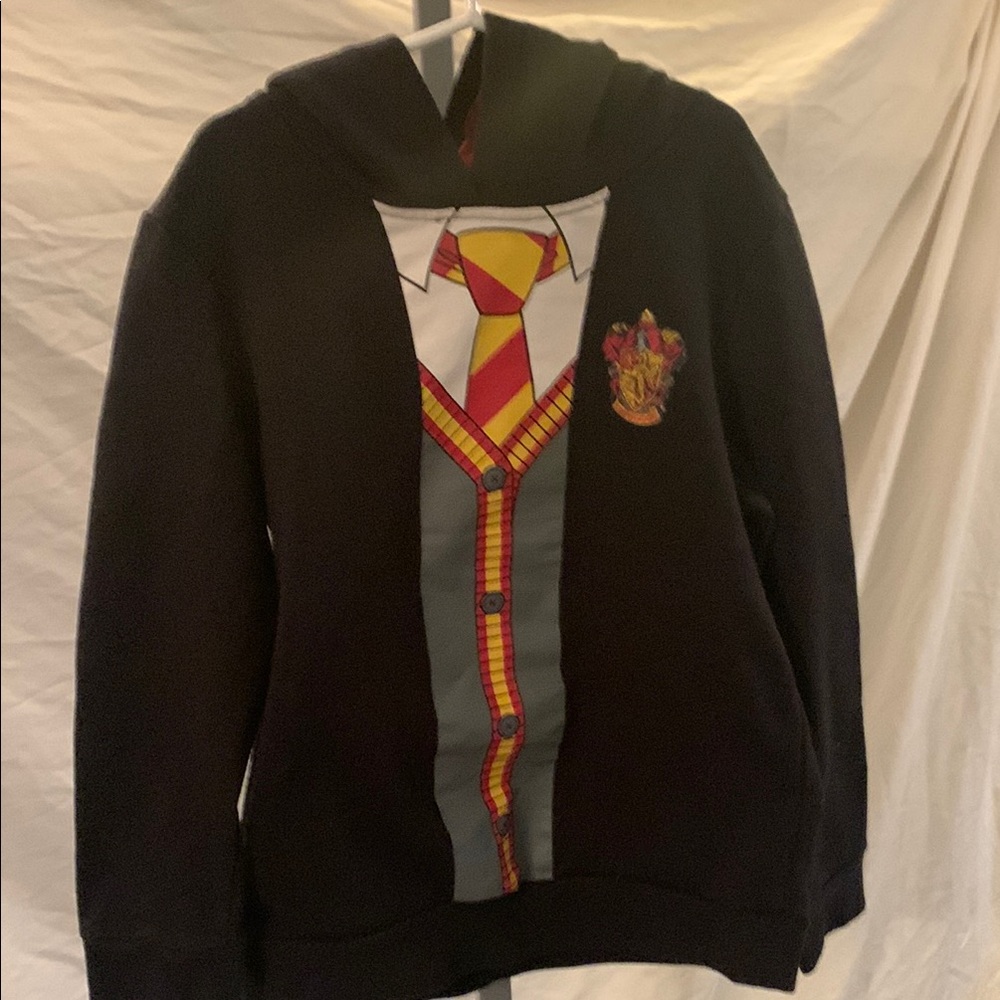 Warner Bros Black and Red Hogwarts Hoodie Sweatshirt